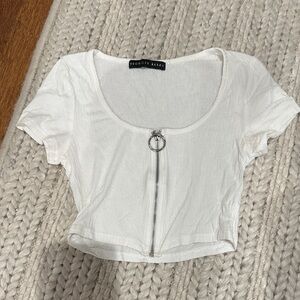 White Zippered Kids Tee by Romily Saige